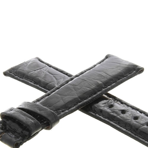 Cinturino Coccodrillo Nero Lucido 20/16 forma classica