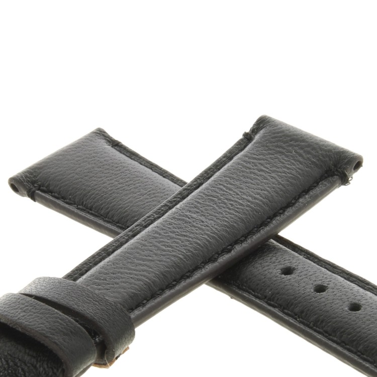 Cinturino Agnello Cucito a Mano Nero opaco 20/16 mm classico