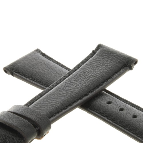 Cinturino Agnello Cucito a Mano Nero opaco 20/16 mm classico