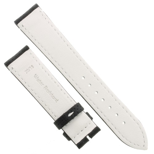 Cinturino Water Resistant Vitello Nero Opaco Microfori 20/18 mm B50W classico cuciture bianche