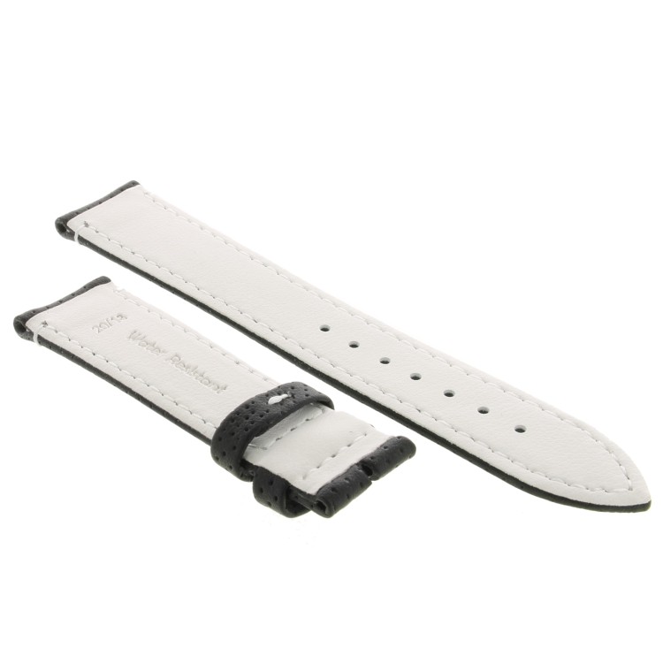 Cinturino Water Resistant Vitello Nero Opaco Microfori 20/18 mm B50W classico cuciture bianche