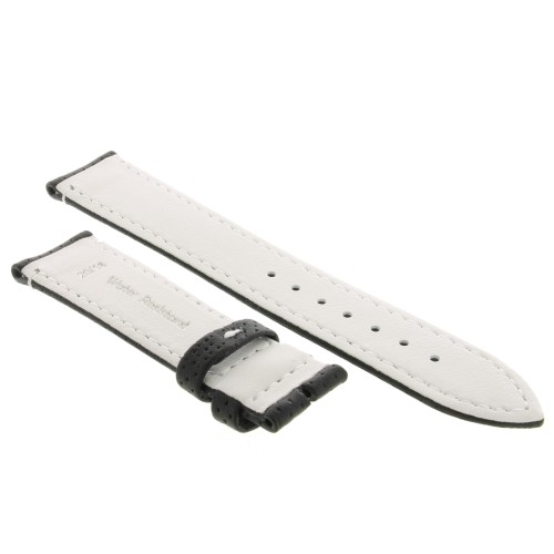 Cinturino Water Resistant Vitello Nero Opaco Microfori 20/18 mm B50W classico cuciture bianche