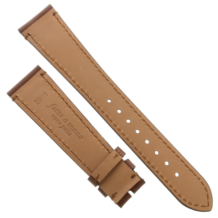Cinturino Pelle Agnello Cucito a Mano Marrone Gold opaco 20/16 mm B40B classico.