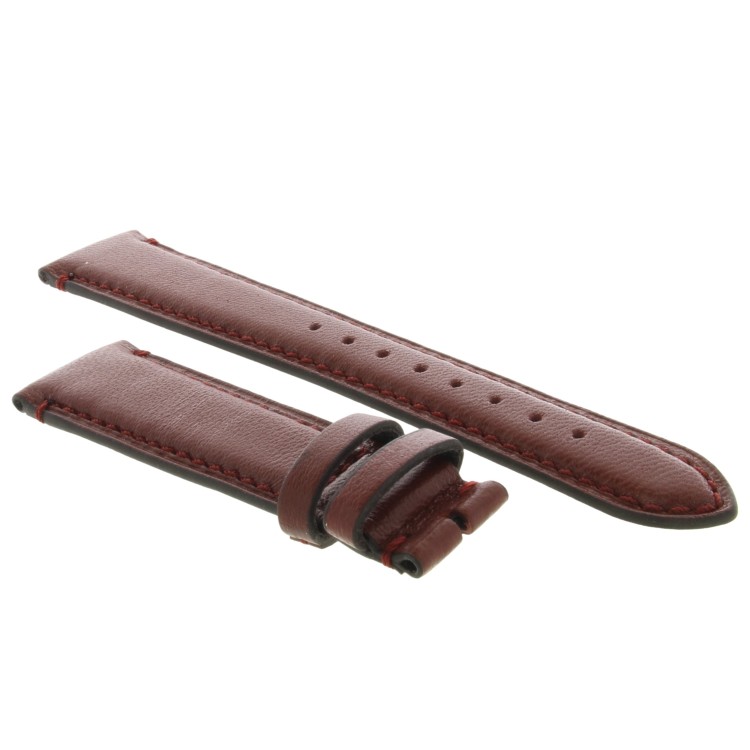 Cinturino Pelle Agnello Cucito a Mano Rosso Bordeaux opaco 20/16 mm B40B classico.