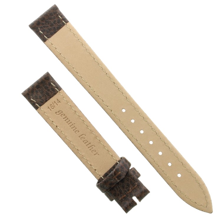 Cinturino Pelle Martellata Marrone Scuro opaco 16/14 mm B25B classico.
