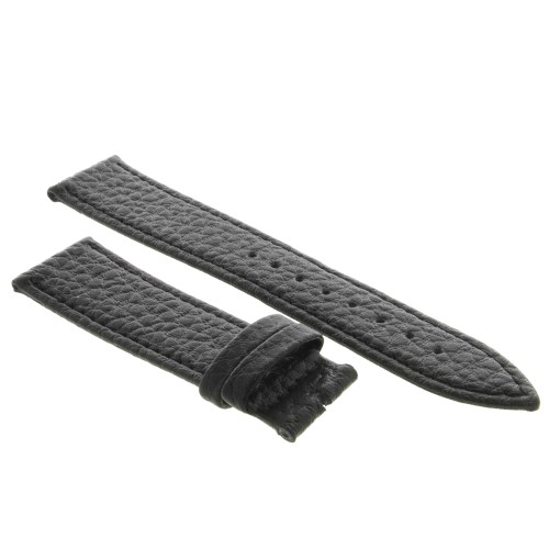 Cinturino Pelle Martellata Nero opaco Piatto 20/18 mm B28B classico