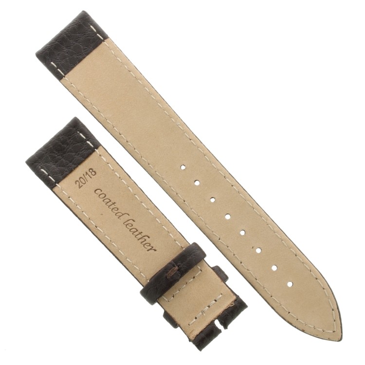 Cinturino Pelle Martellata Marrone Scuro opaco Piatto 20/18 mm B28B classico