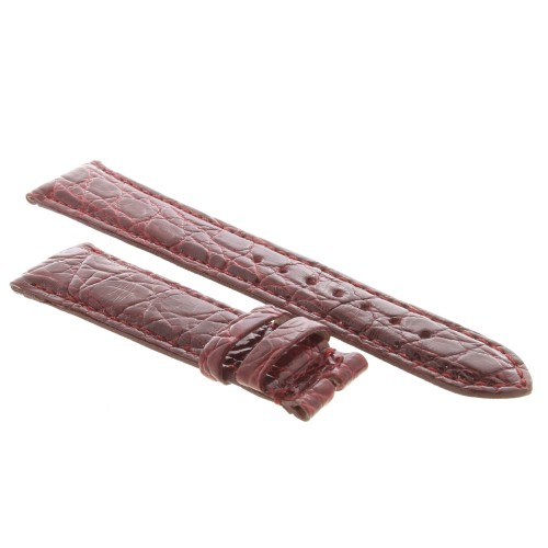 Cinturino Coccodrillo Rosso Bordeaux Lucido 19/16 mm B37B forma classica.