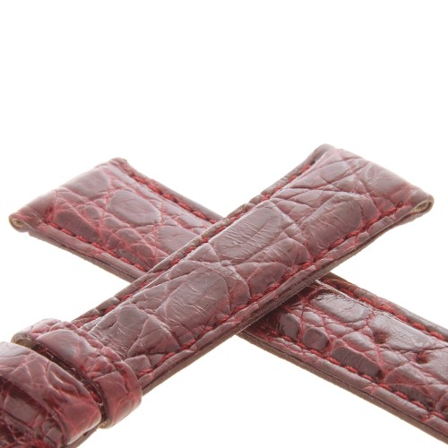 Cinturino Coccodrillo Rosso Bordeaux Lucido 19/16 mm B37B forma classica.
