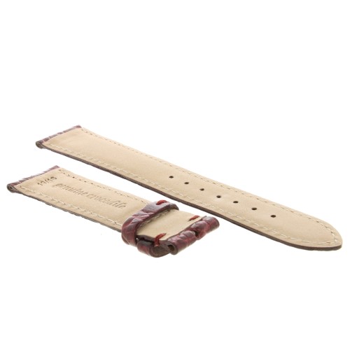 Cinturino Coccodrillo Rosso Bordeaux Lucido 19/16 mm B37B forma classica.