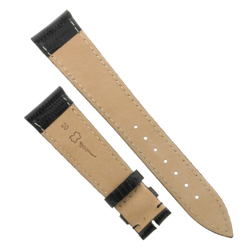Cinturino Lucertola Nero Semilucido Piatto 20/16 B28B forma classica