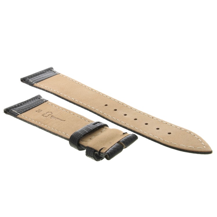 Cinturino Lucertola Nero Semilucido Piatto 20/16 B28B forma classica