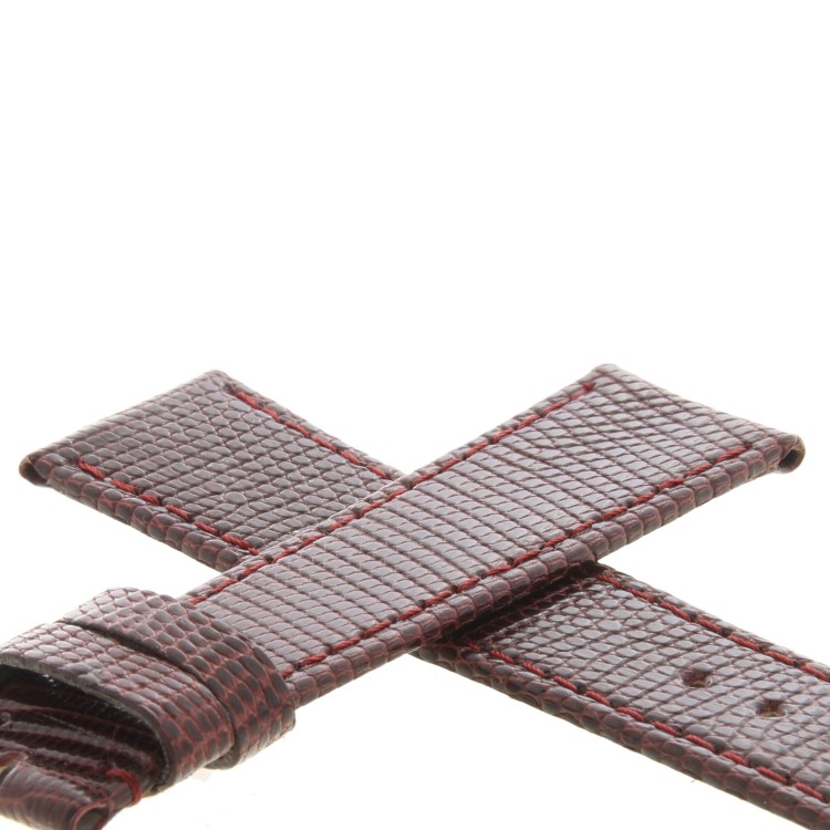 Cinturino Lucertola Rosso Bordeaux Semilucido Piatto 20/16 B28B forma classica
