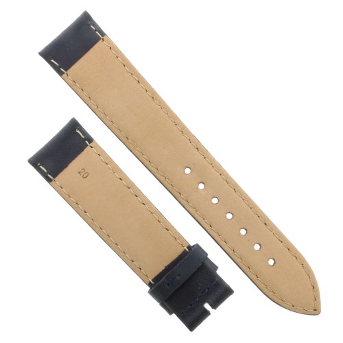 Cinturino Pelle Vari Blu Scuro Opaco 20/18 mm B40B fodera Beige classico.