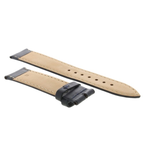 Cinturino Pelle Vari Blu Scuro Opaco 20/18 mm B40B fodera Beige classico.