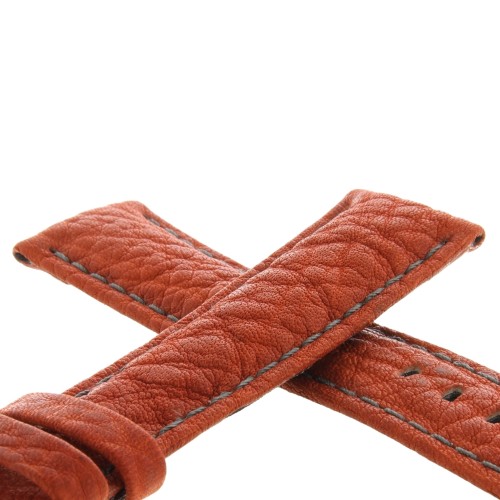 Cinturino Water Resistant Cuoiio Martellato Rosso Opaco 20/18 mm B57B classico cuciture grigie