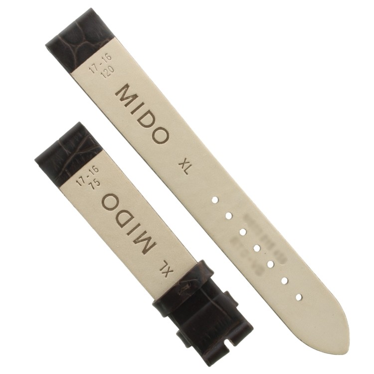 Mido Cinturino Stampa Alligatore Marrone Moka 17/16 mm