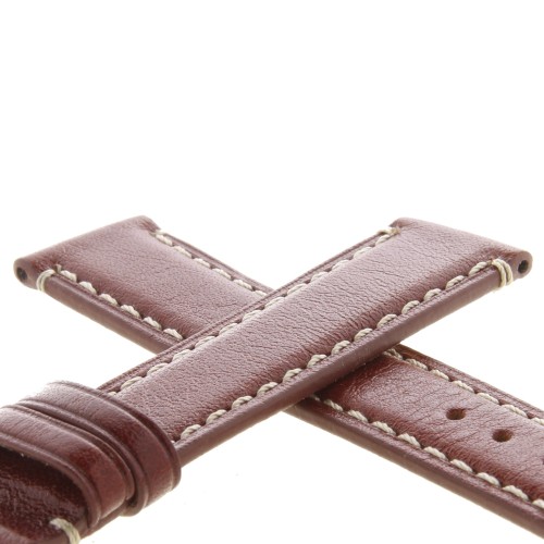 Cinturino Pelle Vitello Marrone Medio 18/16 mm B35B classico cucitura chiara