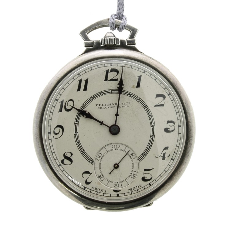 EBERHARD orologio da tasca in argento 925 misura 46,5 x 12 mm