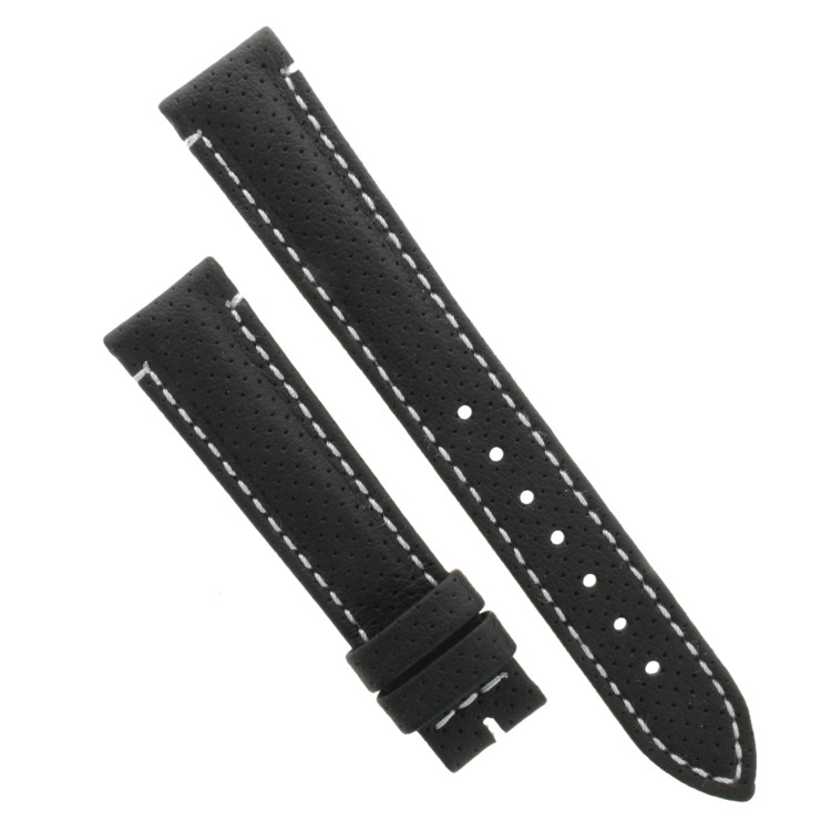 Cinturino Water Resistant Vitello Nero Opaco Microfori 18/16 mm B50W classico cuciture bianche