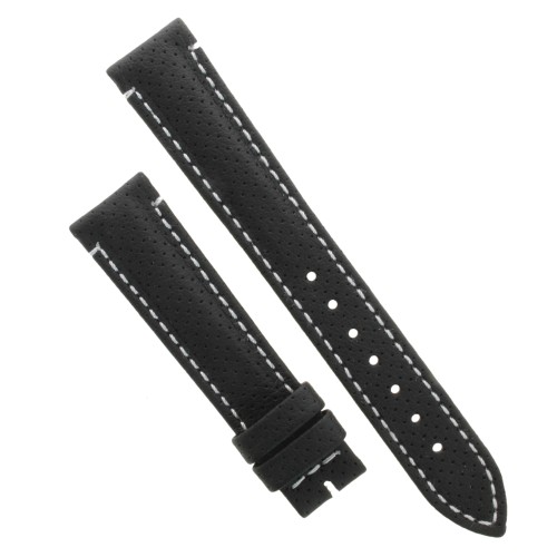 Cinturino Water Resistant Vitello Nero Opaco Microfori 18/16 mm B50W classico cuciture bianche