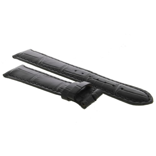 Cinturino Sartoriale Stampa Alligatore Nero Opaco 19/16 mm B40B.