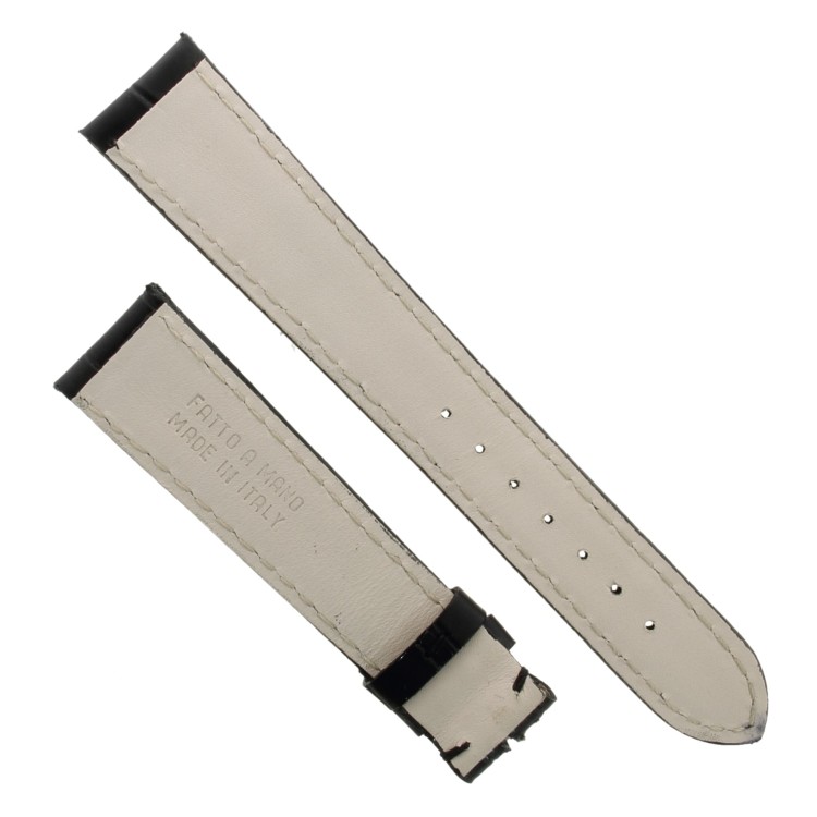 Cinturino Sartoriale Stampa Alligatore Nero Opaco 19/16 mm B40B.