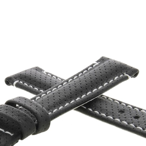Cinturino Water Resistant Vitello Nero Opaco Microfori 18/16 mm B50W classico cuciture bianche