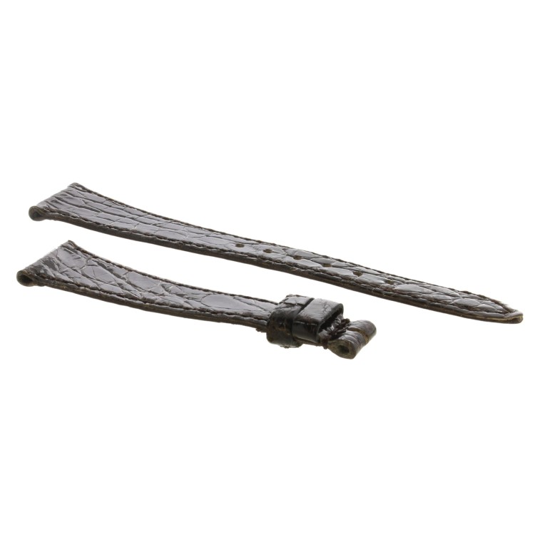 Cinturino Coccodrillo Marrone Moka Lucido Piatto 16/10 mm B20B forma classica