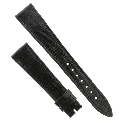 Cinturino Sartoriale Lucertola Tejus Nero Scuro Lucido Piatto 18/14 mm B25B forma classica.