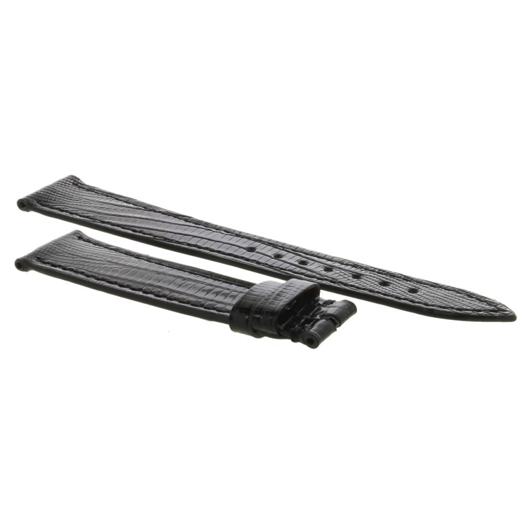 Cinturino Sartoriale Lucertola Tejus Nero Scuro Lucido Piatto 18/14 mm B25B forma classica.