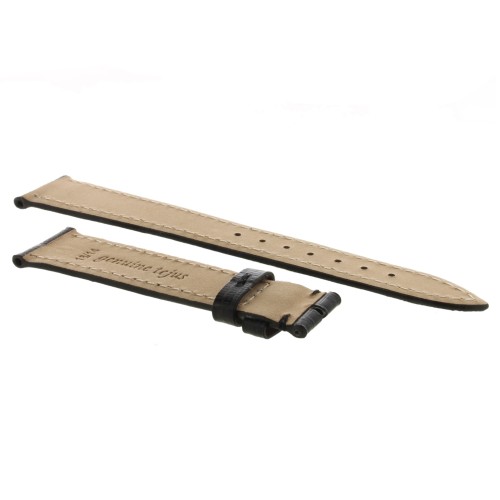 Cinturino Sartoriale Lucertola Tejus Nero Scuro Lucido Piatto 18/14 mm B25B forma classica.