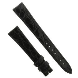 Cinturino Coccodrillo Nero Lucido Piatto 16/12 mm B25B forma classica.