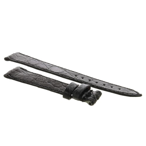 Cinturino Coccodrillo Nero Lucido Piatto 16/12 mm B25B forma classica.