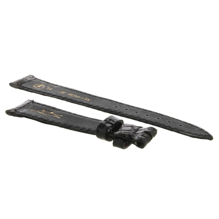 Cinturino Coccodrillo Nero Lucido Piatto 16/12 mm B25B forma classica.