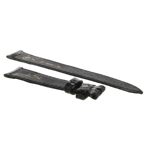 Cinturino Coccodrillo Nero Lucido Piatto 16/12 mm B25B forma classica.
