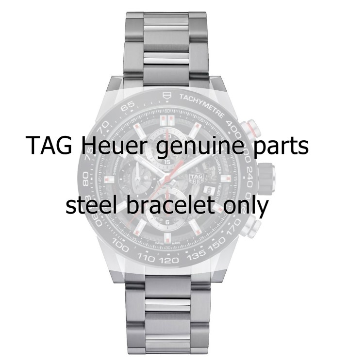 Tag Heuer Bracciale BA0714 acciaio Carrera cronografo CAR201 43 mm ansa 21 mm