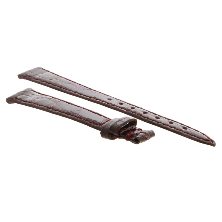 Cinturino Coccodrillo Rosso Bordeaux Lucido 16/14 mm B37B forma classica.