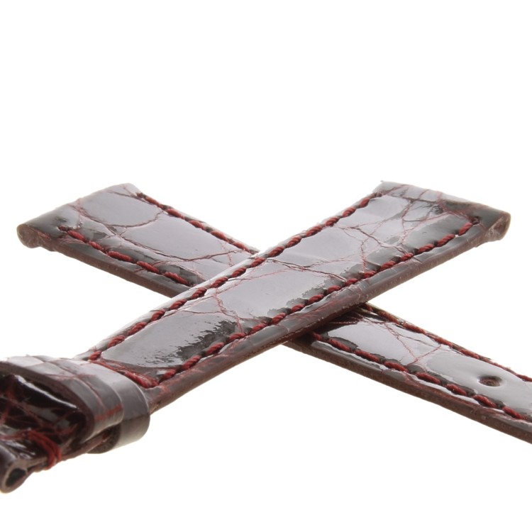 Cinturino Coccodrillo Rosso Bordeaux Lucido 16/14 bombatura 3,5 mm forma classica
