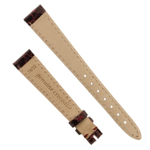 Cinturino Coccodrillo Rosso Bordeaux Lucido 16/14 bombatura 3,5 mm forma classica