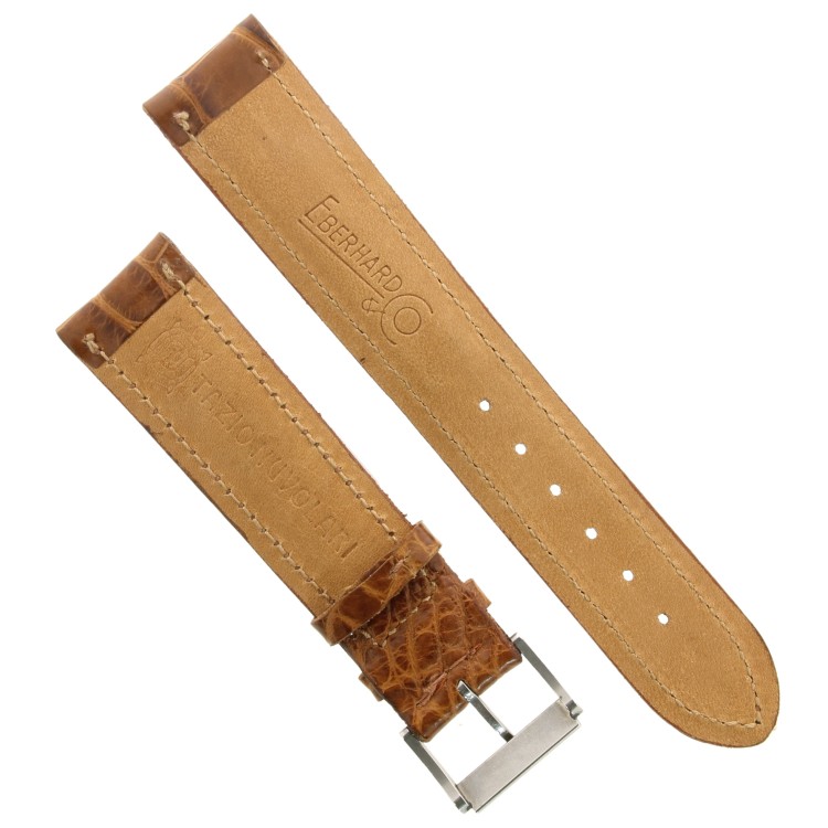 EBERHARD Cinturino per Tazio Nuvolari Coccodrilloo Opaco Marrone 20/18 mm compreso di Fibbia