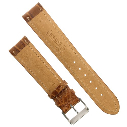 EBERHARD Cinturino per Tazio Nuvolari Coccodrilloo Opaco Marrone 20/18 mm compreso di Fibbia
