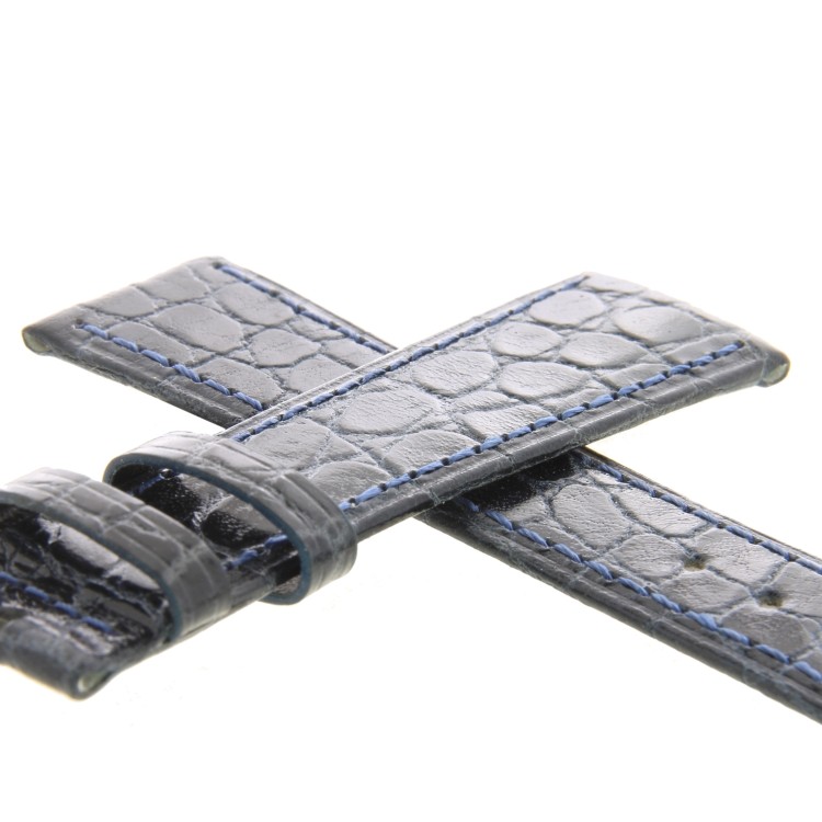 Cinturino Stampa Alligatore Blu Semilucido Piatto 20/16 mm B28B classico.