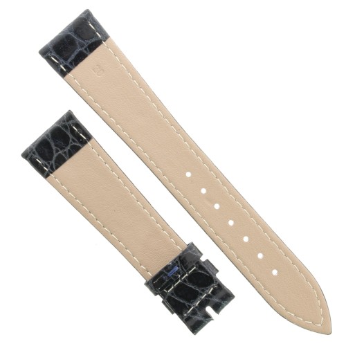 Cinturino Stampa Alligatore Blu Semilucido Piatto 20/16 mm B28B classico.
