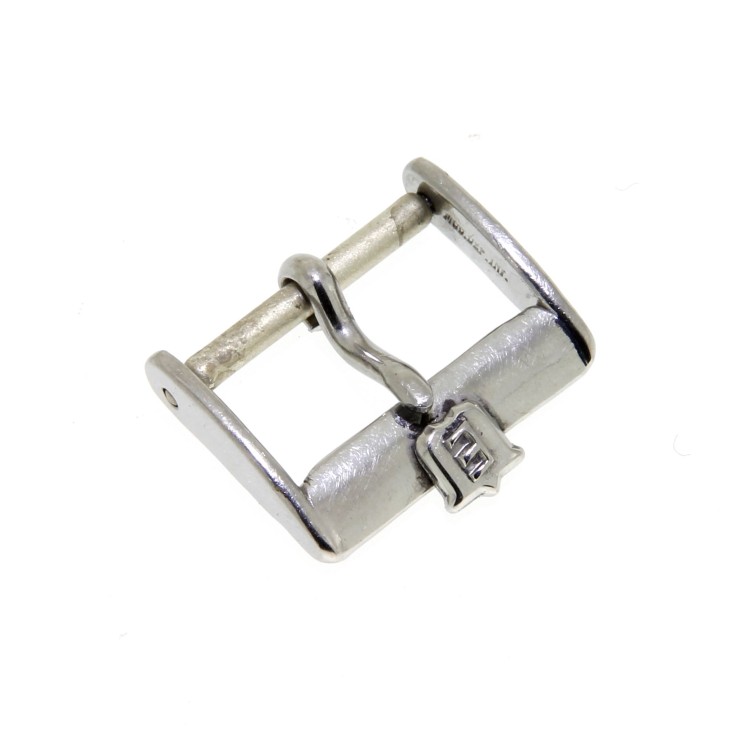Eberhard Fibbia Vintage ardiglione Acciaio  16 mm emblema applicato.