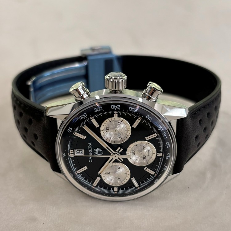 TAG HEUER CARRERA Cronografo CBS2210.FC6534 Nero 39 mm Acciaio. Panda Glassbox