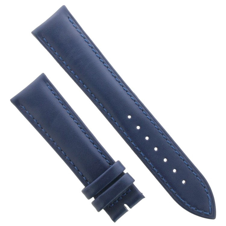 Cinturino Pelle Vari Blu Medio Opaco 20/18 mm B50B fodera Beige classico.