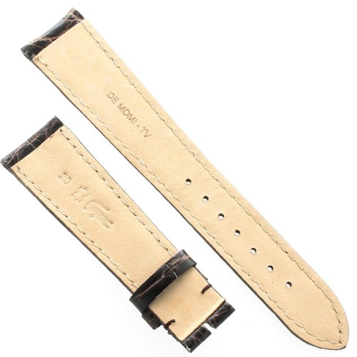 Cinturino Coccodrillo Marrone Moka  Lucido 20/16 forma classica
