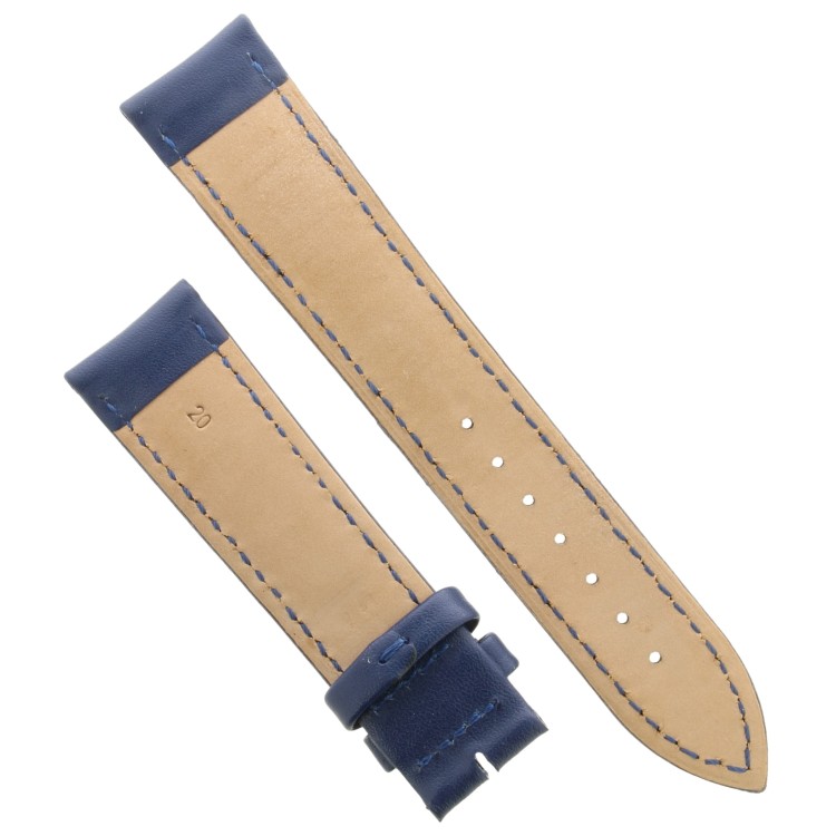 Cinturino Pelle Vari Blu Medio Opaco 20/18 mm B50B fodera Beige classico.
