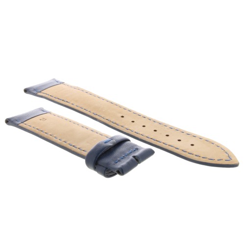 Cinturino Pelle Vari Blu Medio Opaco 20/18 mm B50B fodera Beige classico.